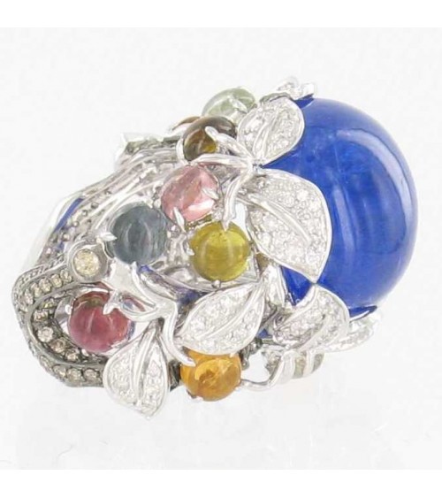 BAGUE EN OR GRIS & TANZANITE (RÉF. 0390)